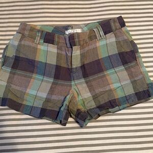 LOFT Women's Checkered Shorts - Green and Blue